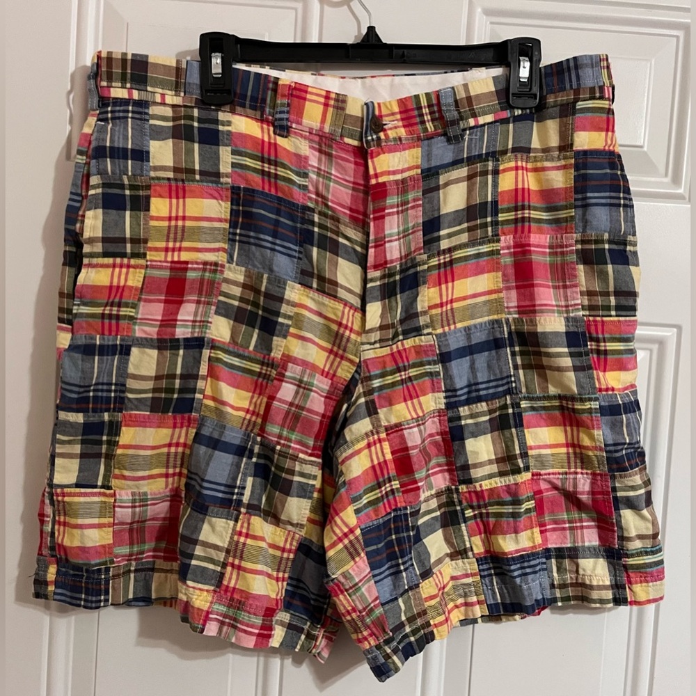Lands End Shorts Men’s 37 Indian Madras‎ Plaid Patchwork Multicolor Outdoor Prep